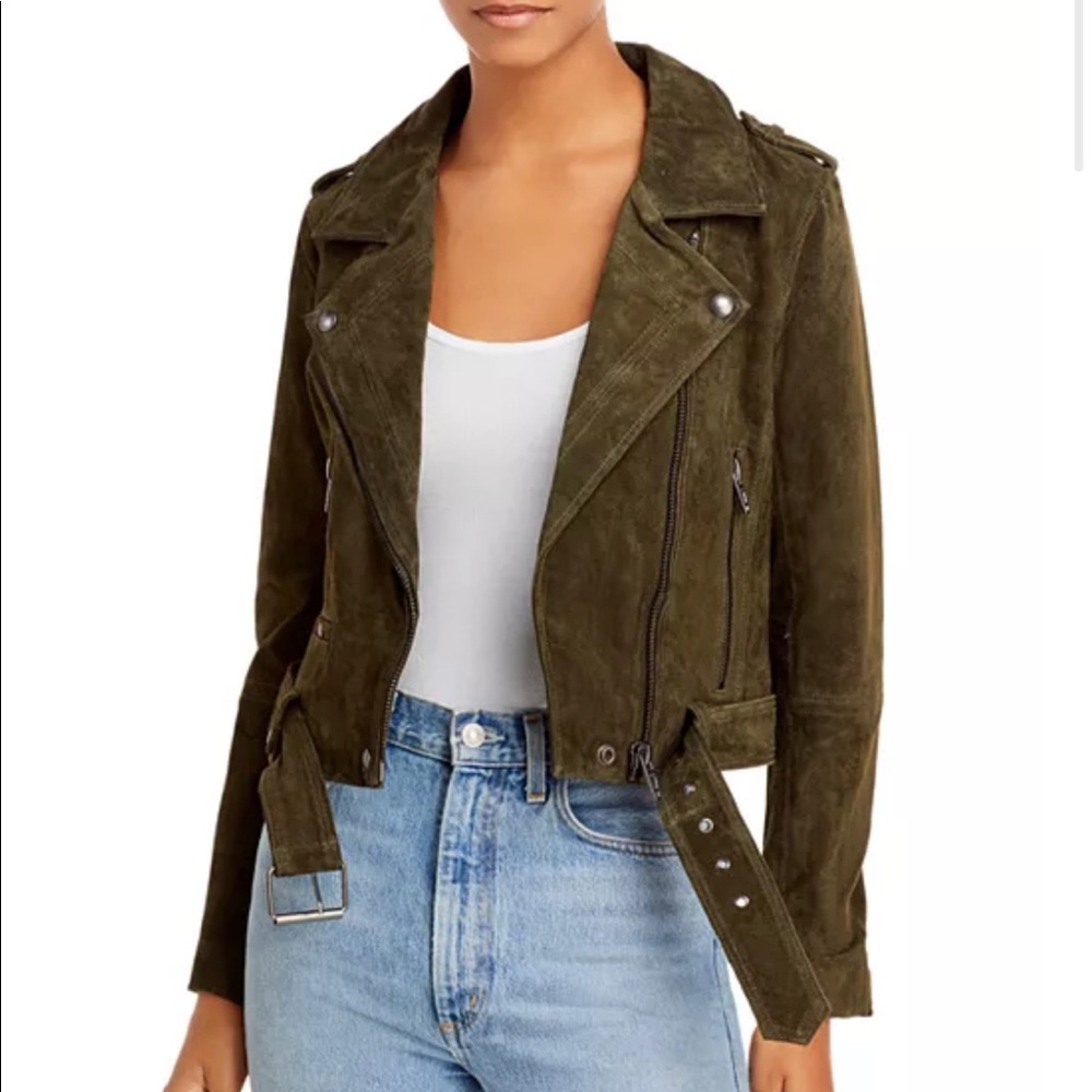 Blank NYC Olive Suede Moto Jacket